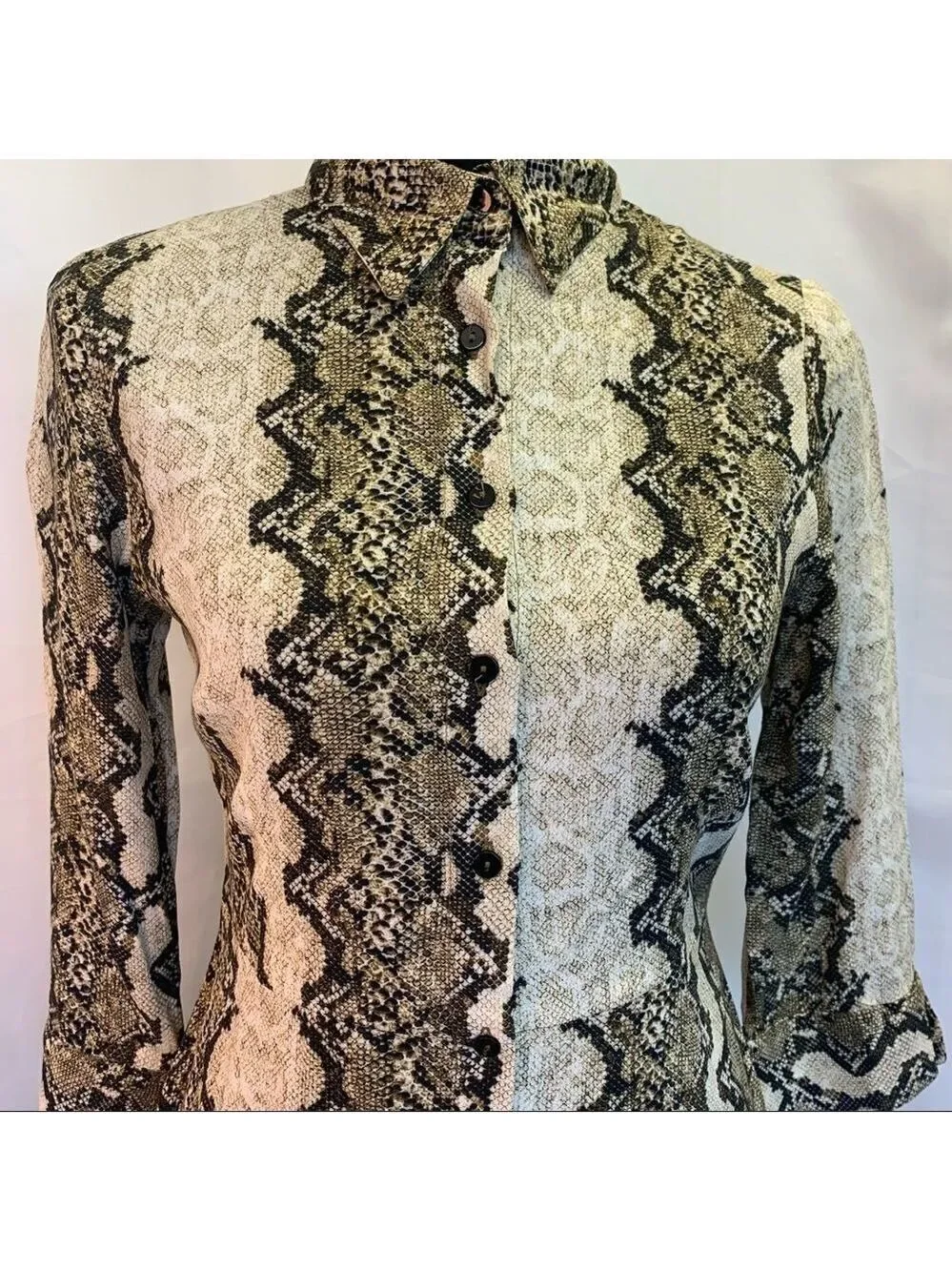 Mng New with tag long sleeve snake print button down dress size extra small